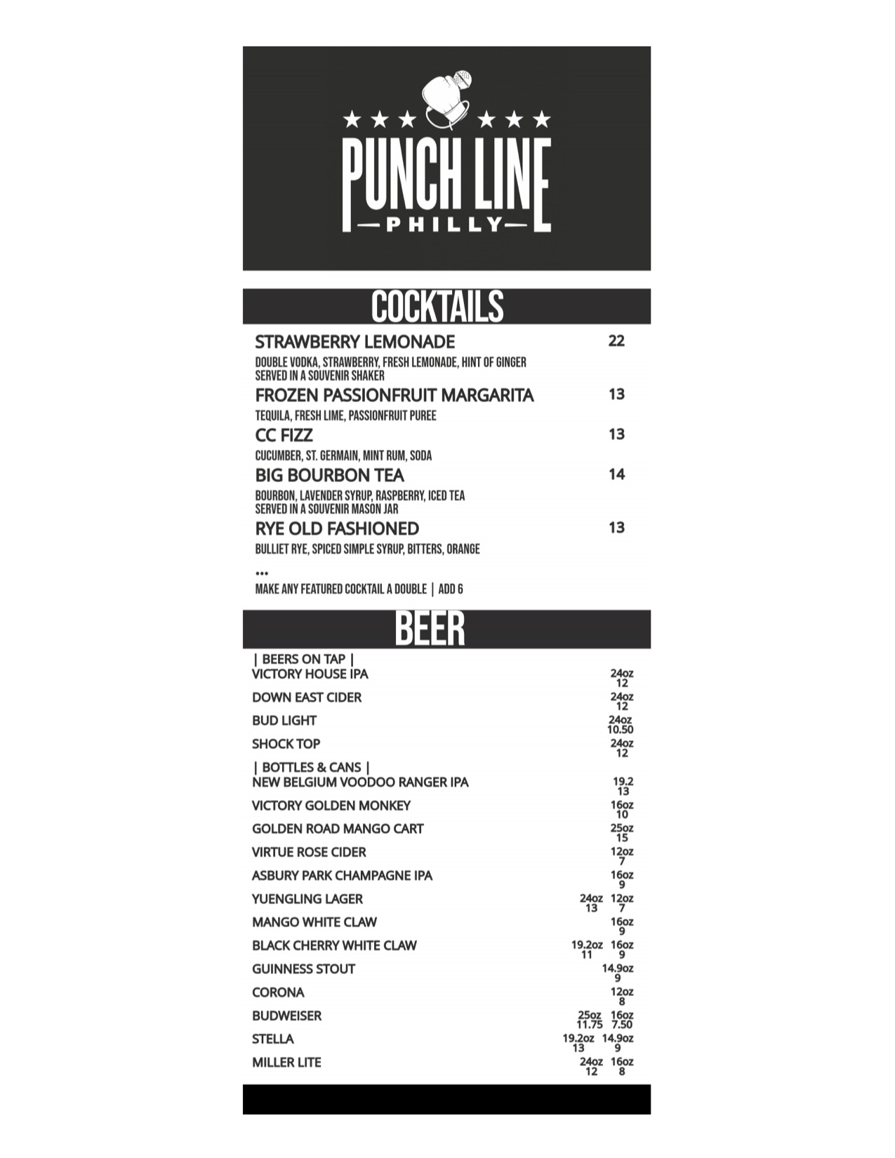Patio Menu Punch Line Philly