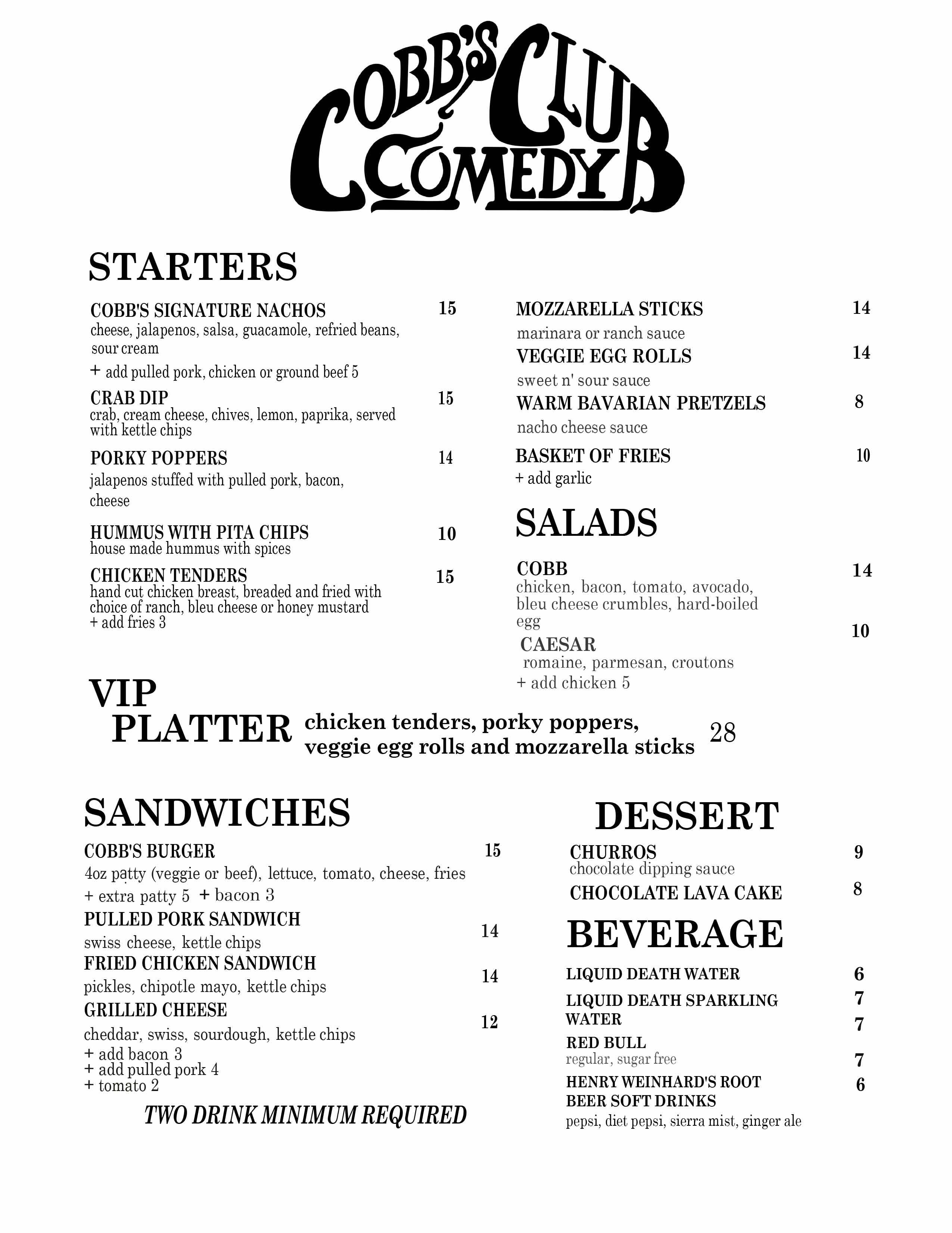 Menu | Cobb's